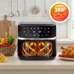 Duża frytkownica beztłuszczowa 10,2l Air fryer XL dwukomorowa Berdsen 1700W BD-657 czarna