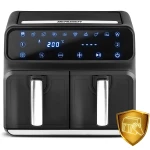 Frytkownica beztłuszczowa Air fryer frytownica XXL 8l dwukomorowa Berdsen BD-653 czarno-srebrna