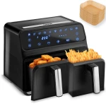 Frytkownica beztłuszczowa Air fryer frytownica XXL 8l dwukomorowa Berdsen BD-653 czarno-srebrna