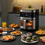 Frytkownica beztłuszczowa Air fryer duża frytownica 9,1l Berdsen 1700 W BD-656 srebrna