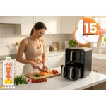 Frytkownica beztłuszczowa dwukomorowa pionowa 12 l Air fryer frytownica Berdsen 2800W BD-664 