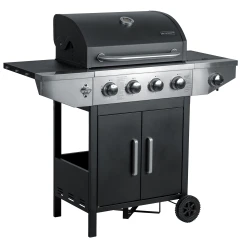 Grill gazowy ogrodowy żeliwny ruszt z pokrywą 4+1 palniki Berdsen BD-897