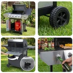 Grill gazowy ogrodowy żeliwny ruszt z pokrywą 4+1 palniki Berdsen BD-896