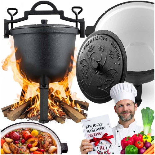 Kociołek żeliwny emaliowany garnek 8l na ognisko grill BD-481 348100