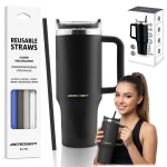 Termos próżniowy kubek z zestawem słomek 1180 ml Berdsen czarny