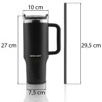 Termos próżniowy kubek z zestawem słomek 1180 ml Berdsen czarny