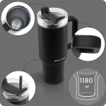 Termos próżniowy kubek ze słomką 1180 ml Berdsen czarny