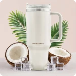 Termos próżniowy kubek ze słomką 1180 ml Berdsen kremowy